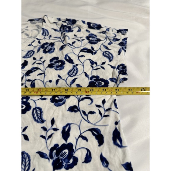J.Jill Wearever Collection Floral Blouse Short Sleeve Top XL Cottage Core - Picture 5 of 9